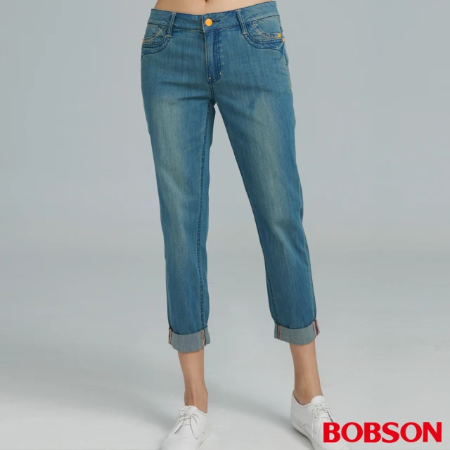 BOBSONBOBSON 女款中腰輕薄寬鬆小直筒褲(8150-58)