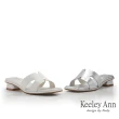 【Keeley Ann】羊皮炫彩低跟拖鞋(米白色421847132-Ann系列)
