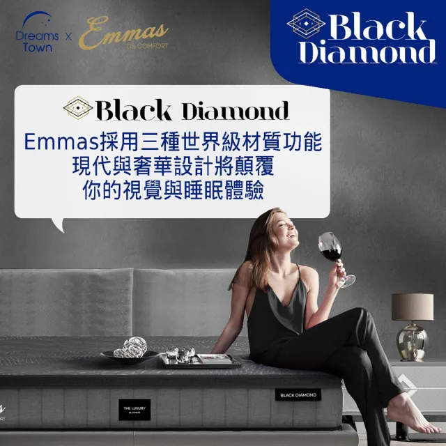 【Lunio】Emmas(Black Diamond 標準單人3尺黑鑽系列美國獨立筒床墊)