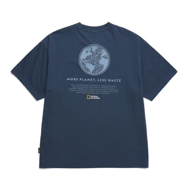 【National Geographic 國家地理】男女同款 地球之愛SLOGAN 圖案涼感短袖上衣 - 藍色(環保概念/涼感T)