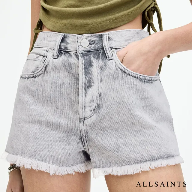 【ALLSAINTS】HEIDI 高腰仿舊水洗抽鬚牛仔短褲 WE530Z(修身版型)