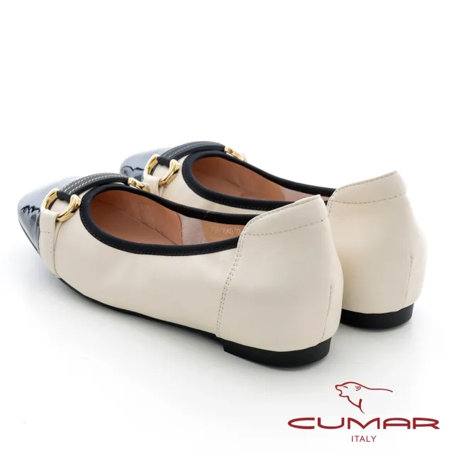 【CUMAR】拼接包邊內增高芭蕾舞鞋(米白色)