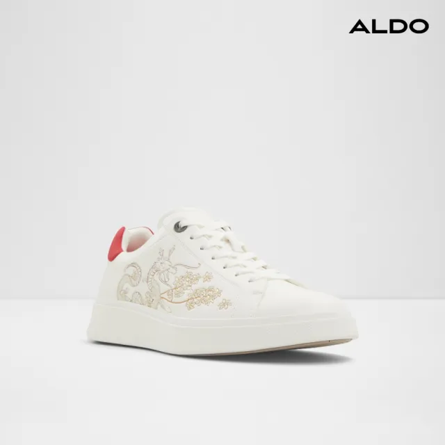 【ALDO】DAXTON-經典潮流限定款綁帶休閒小白鞋-男鞋(白混紅)