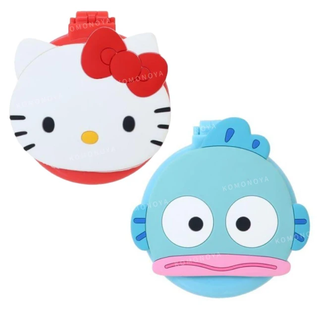 【小禮堂】Sanrio 三麗鷗 造型氣墊鏡梳組 - 大臉款 Kitty 人魚漢頓(平輸品)