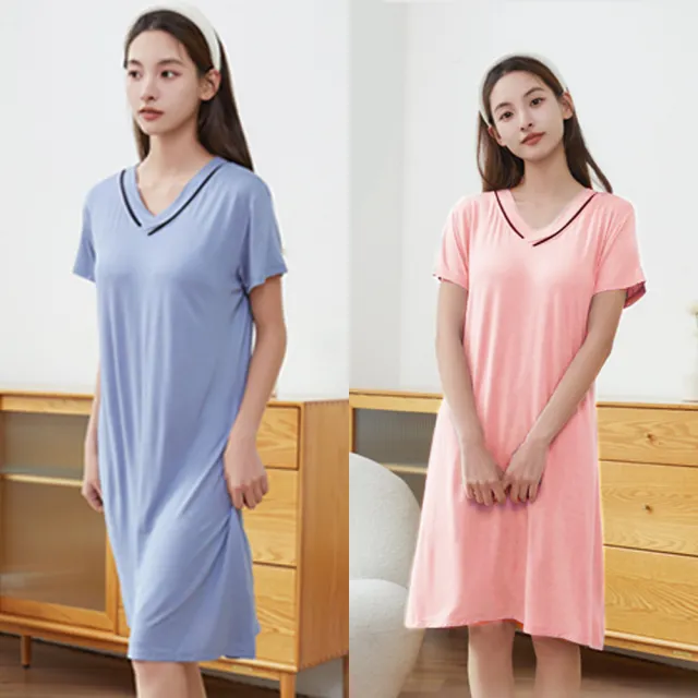 【Kosmiya】買一送一 多款任選 罩杯式 超柔軟睡衣睡裙/BraTop/罩杯睡衣/居家服/2套組(4色可選/M-2XL)