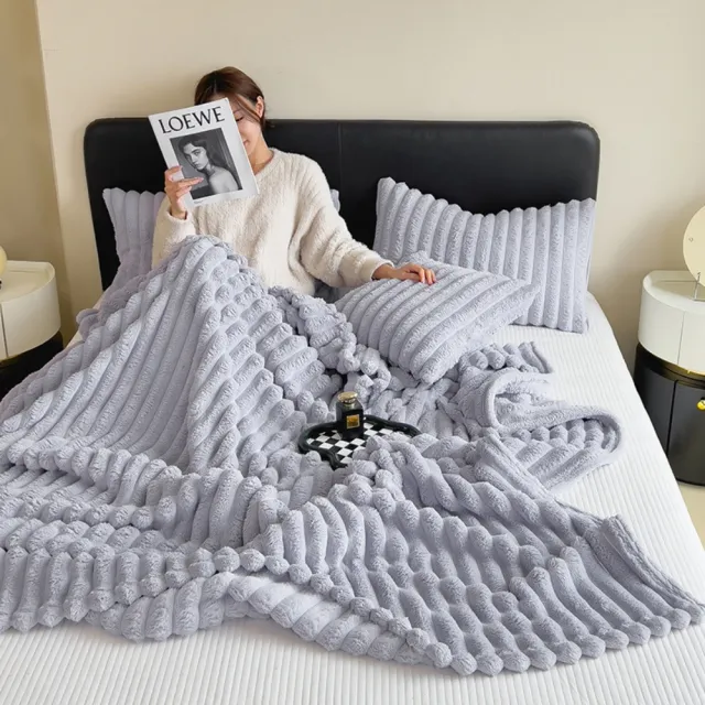 【BOMAN】買一送一 升級版 韓系3D立體兔毛絨暖暖雲朵棉花被毯(150x200)