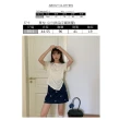 【UniStyle】短袖T恤 韓版量感天絲不規則鏤空顯瘦上衣 女 EAX2400F(奶油杏)