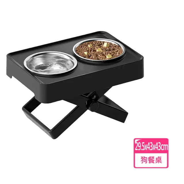 【LIKE PET】寵物升降雙碗餐桌(高架護頸/高級質感/寵物狗碗/寵物碗/餵食碗/飲水碗)