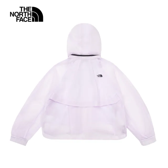 【The North Face】北面UE女款紫色防潑水舒適透氣可調節連帽防風外套｜8867PMI