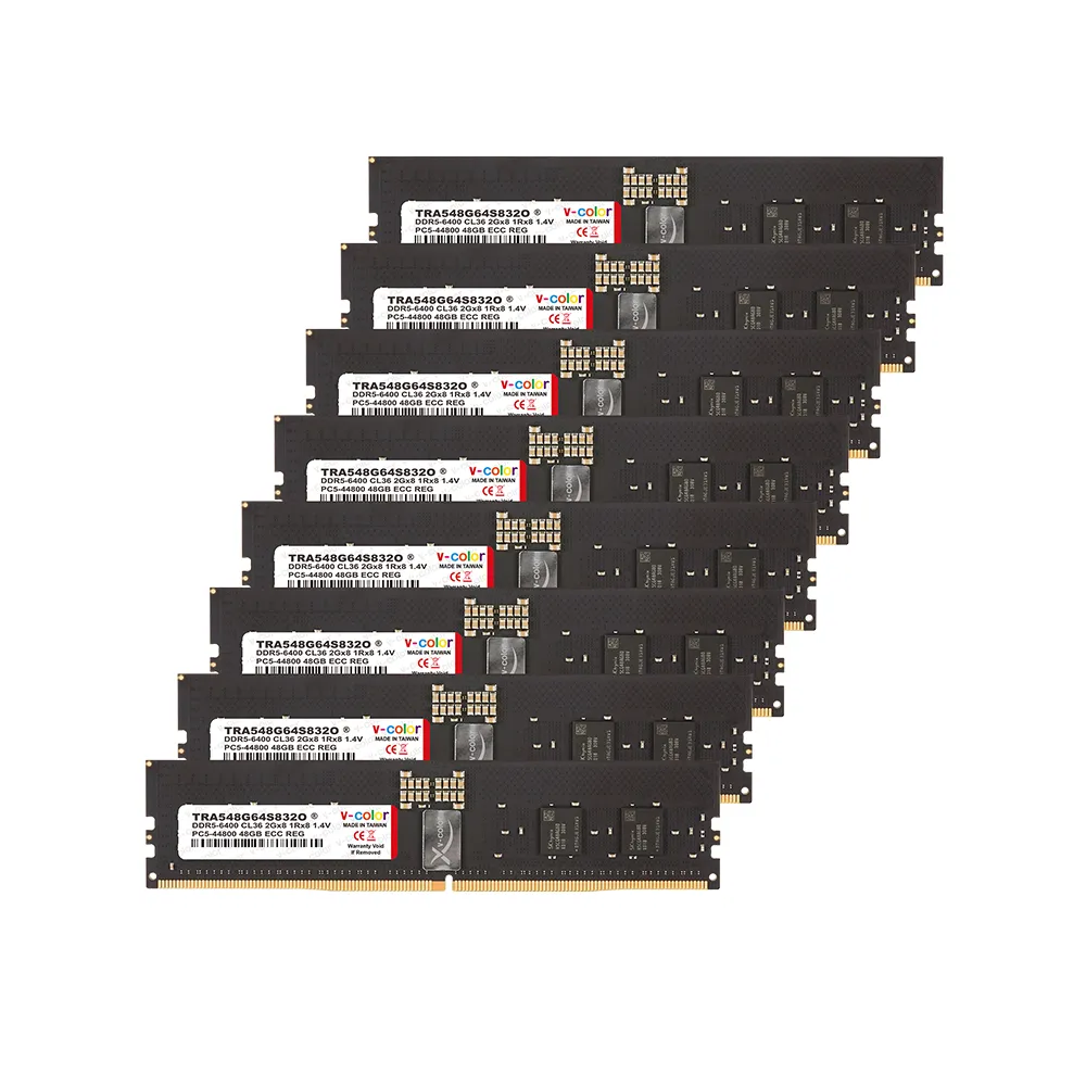 【v-color】DDR5 OC R-DIMM 6400 384GB kit 48GBx8(AMD WRX90 工作站記憶體)