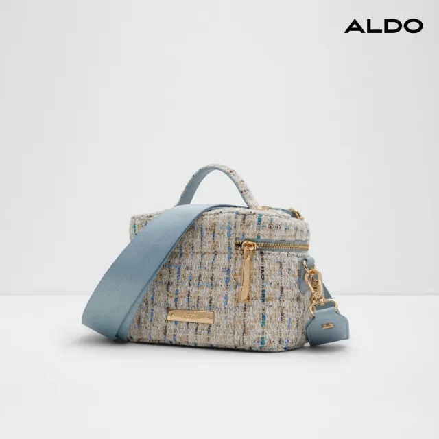 【ALDO】CASANOVA-精緻感毛呢寶盒迷你手提斜背包-女包(混色藍)