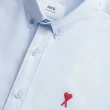 【AMI PARIS】AMI PARIS 經典紅愛心LOGO 天空藍 棉質 長袖 襯衫(BFHSH113C00031450)