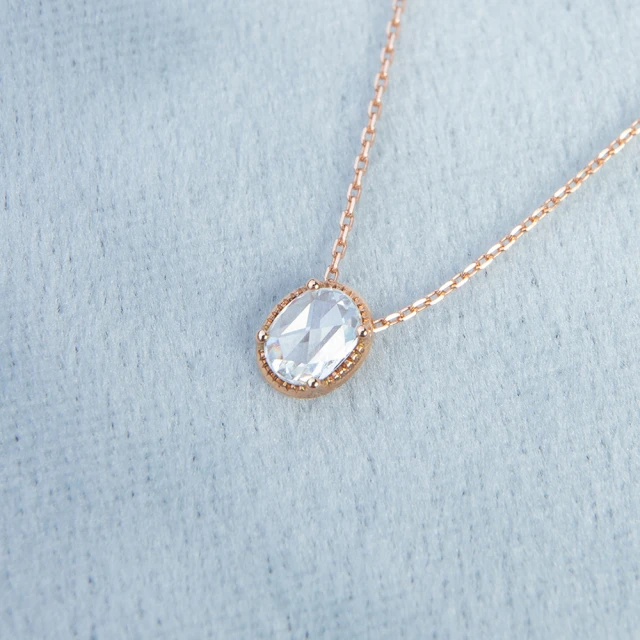 【Olivia Yao Jewellery】18K玫瑰金 30分藝術玫瑰切鑽片鑽石項鍊(Haute Collection)