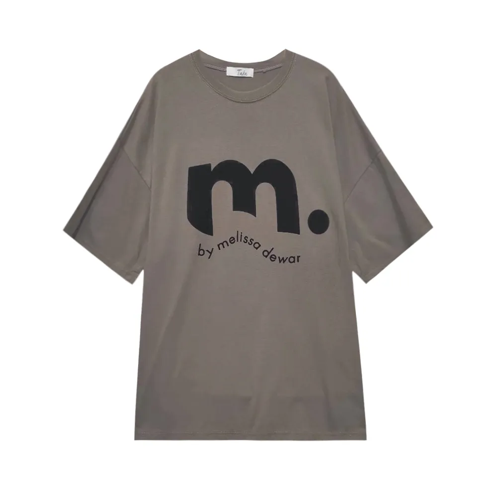 【TATA】字母印刷極寬鬆落肩T恤(共二色 F)