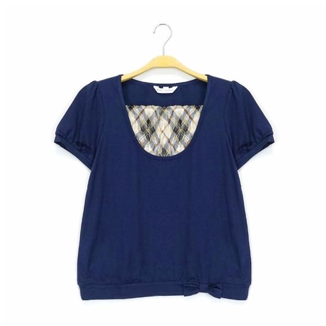 【Kinloch Anderson】格紋拼接棉質短袖上衣 金安德森女裝(KA0885317 白/藏青)