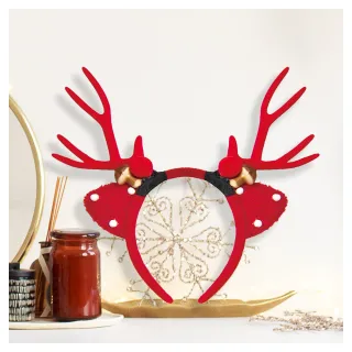【摩達客】耶誕派對-立體白點紅色大鹿角聖誕髮箍(聖誕髮箍)