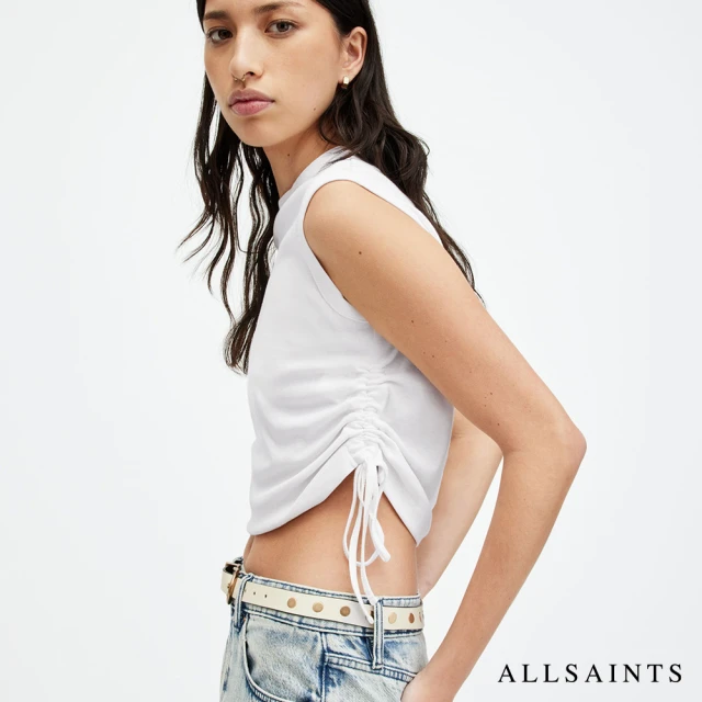 ALLSAINTS SONNY 純棉修身抽繩背心-白 W025JA(修身版型)