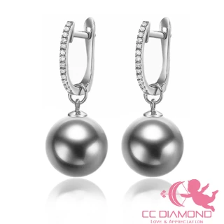 【CC Diamond】天然南洋黑珍珠-18K鑽石耳環(9.7mm)