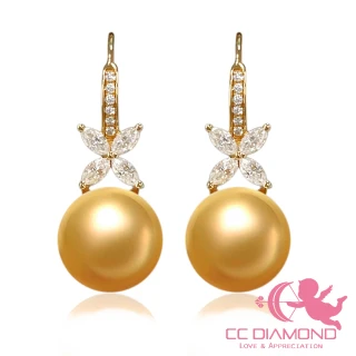 【CC Diamond】天然南洋金珍珠 18K金耳環(10.3mm)