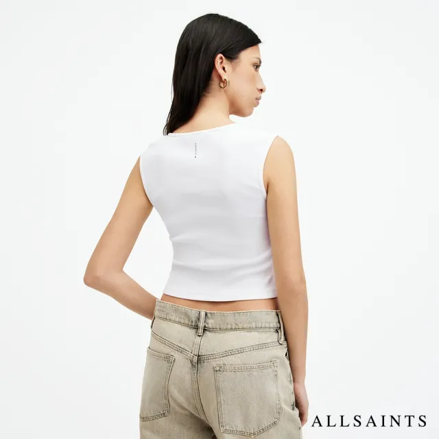 【ALLSAINTS】TAMIE 彈力羅紋短版背心-白 W014JA(修身版型)