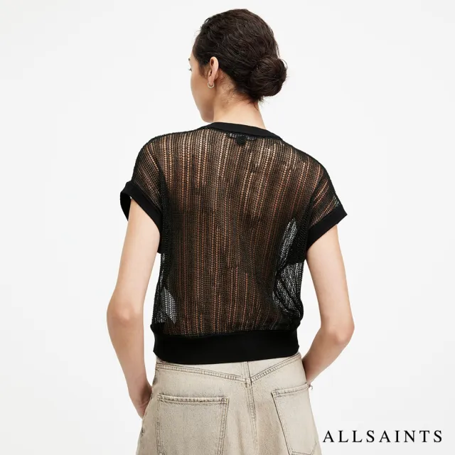 【ALLSAINTS】GIANA 金屬落肩透膚背心-黑 W026JA(舒適版型)