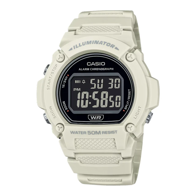 CASIO 卡西歐 電子錶 膠質錶帶 防水50米 鬧鈴碼錶 LED背光 W-219H(W-219HC-8B)