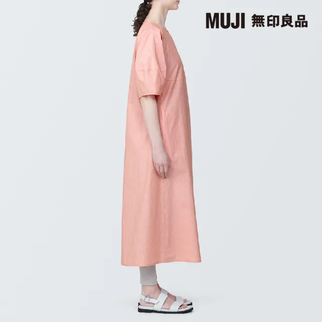 【MUJI 無印良品】女有機棉涼感平織布短袖套衫洋裝(共3色)