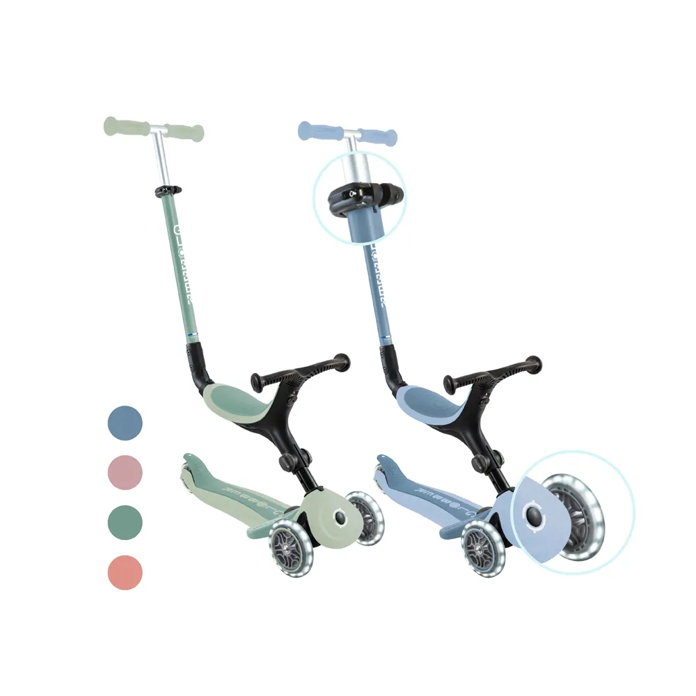 【GLOBBER 哥輪步】法國 GLOBBER 4合1 運動特仕版三輪滑板車-四色可選(白光發光前輪、滑步車、兒童滑板車)