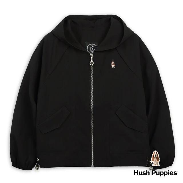 Hush Puppies 女裝 外套 寬鬆涼感連帽薄外套(黑色 / 43217101)