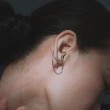【Olivia Yao Jewellery】無耳洞設計 歐美簡約雙層鍊條銀色耳夾(Tyche Collection)