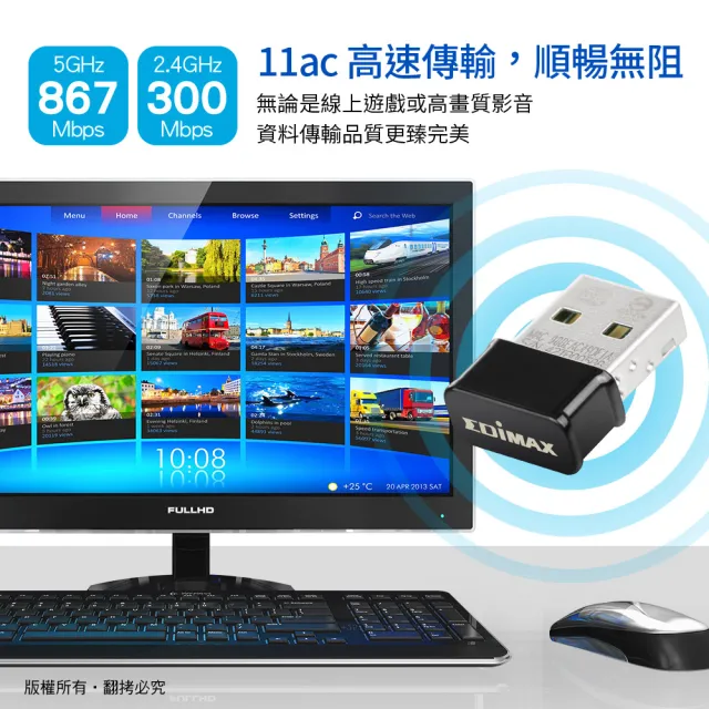 【EDIMAX 訊舟】7822ULC AC1200 Wave2 雙頻USB無線網路卡(台灣製)