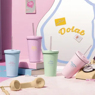 【Oolab 良杯製所】二代冰淇淋系列 陶瓷易潔層吸管杯550ml(6色可選/保冰保溫/咖啡杯)