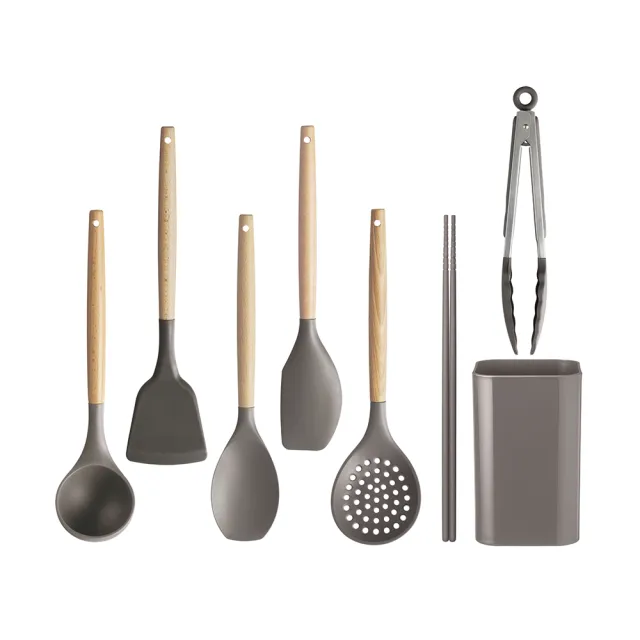 【IRIS】廚房用具7件收納組 KT-7SS(質感用具 餐廚用具 廚房用具 2色可選)
