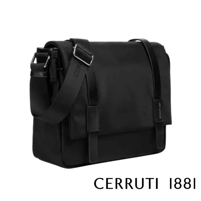 【Cerruti 1881】頂級義大利肩背包斜背包(黑色 CEBO06655N)