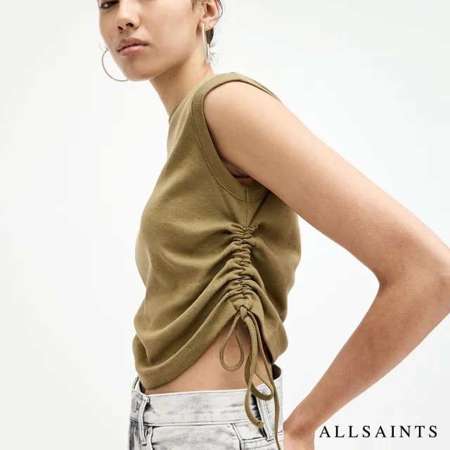 【ALLSAINTS】SONNY 純棉修身抽繩背心-綠 W025JA(修身版型)