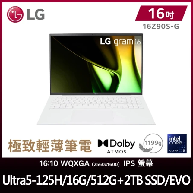 LG 樂金 特仕版 16吋Ultra5 EVO輕薄AI筆電(16Z90S-G.AA54C2/Ultra5-125H/16G/512G+2TB SSD/W11)