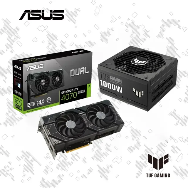 【ASUS 華碩】RTX4070S-12G+1000W★Dual GeForce RTX EVO 4070 SUPER 12GB顯示卡+1000W ATX3.0 金牌電源供