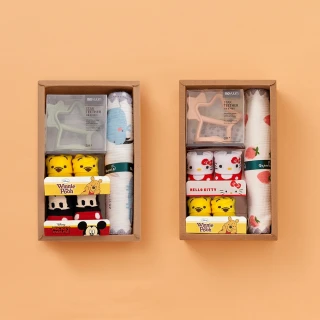 【Qbibiya】聰慧小禮盒-固齒器+寶寶襪+萬用巾(滿月彌月新生兒生日禮)