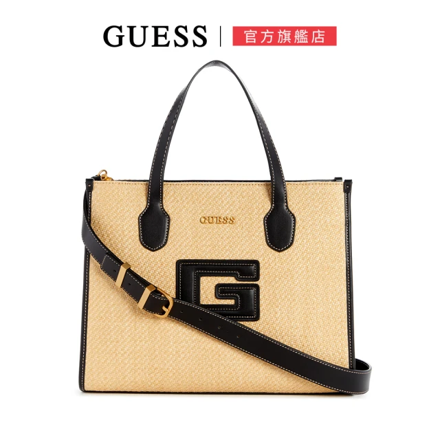 GUESSGUESS 雙層紋理大容量手提托特包(黑)