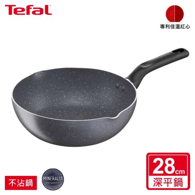 【Tefal 特福】礦石灰系列28CM萬用型不沾鍋深平鍋