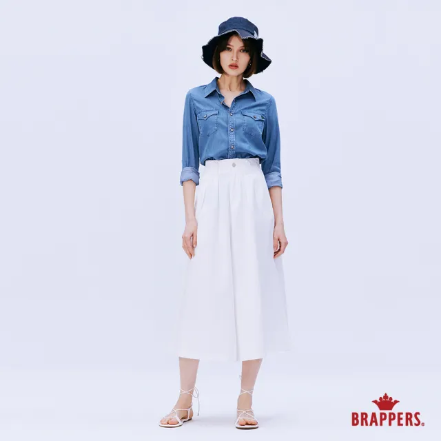 【BRAPPERS】女款 冰膚美丹寧系列-冰膚美高腰微彈七分寬褲(白)