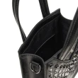 【GUESS】金屬LOGO時尚造型皮革手提袋(黑)