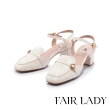 【FAIR LADY】日本京都聯名 HAPPYFACE 法式小花釦後空中跟涼鞋(奶油、4B2886)