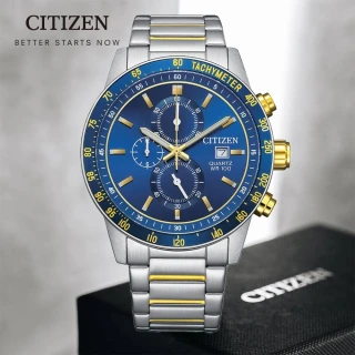 【CITIZEN 星辰】Chronograph系列 三眼計時腕錶-藍面44mm(AN3684-59L)
