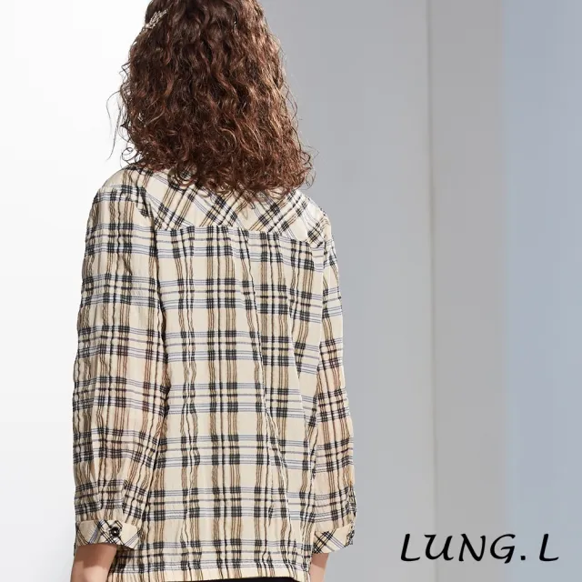 【LUNG.L 林佳樺】LP29C米黃色棉質拼接九分袖外套(女裝)