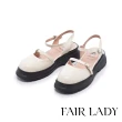 【FAIR LADY】日本京都聯名 HAPPYFACE 甜酷風輕量後空厚底涼鞋(奶油、3B2857)