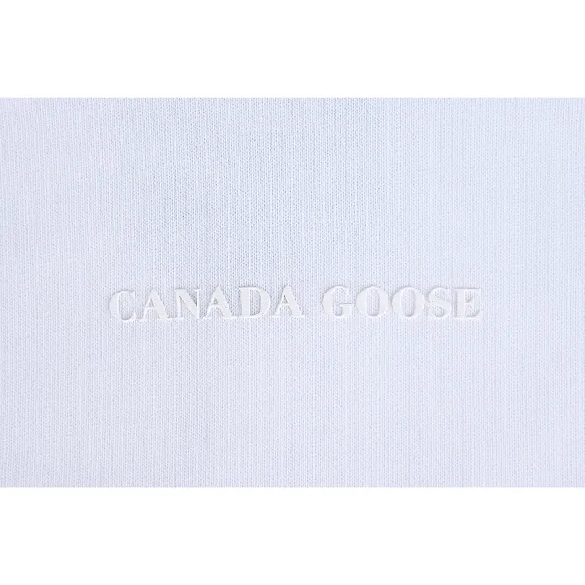 【CANADA GOOSE】Muskoka橡膠字母logo圓領落肩長袖純棉連帽T恤(白/女款)