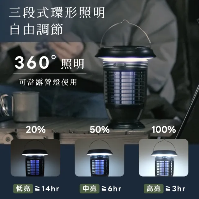 【KINYO】USB自動清潔太陽能捕蚊燈 戶外露營 無線便攜(KL-6802)