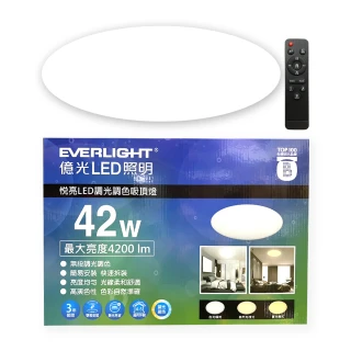 【Everlight 億光】買1送1 悅亮42W LED遙控吸頂燈(適用4-5坪)