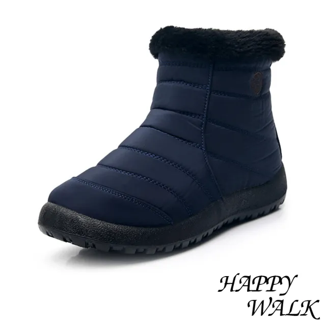 【HAPPY WALK】平底短靴 保暖短靴/雙層防水保暖機能毛絨滾邊舒適平底短靴(4色任選)